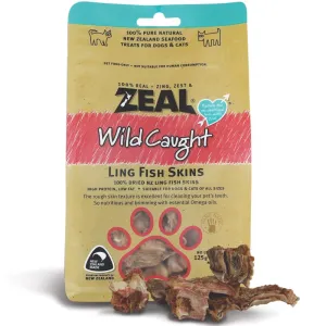 2 FOR $28.50: Zeal Free Range Naturals Ling Fish Skins Cat & Dog Treats 125g