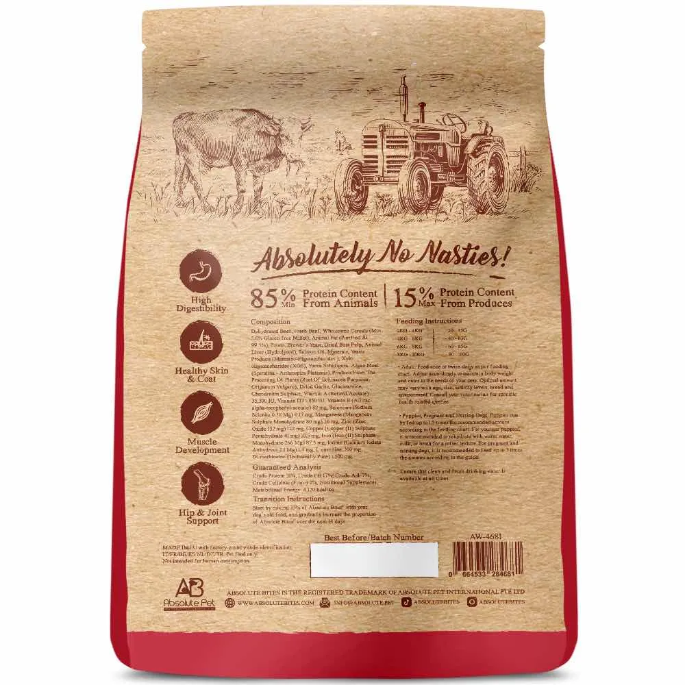 34% OFF FREE Wipes: Absolute Bites Wild Age Beef & Potato Dry Dog Food