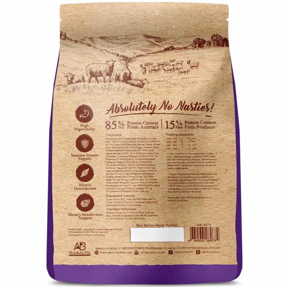 34% OFF FREE Wipes: Absolute Bites Wild Age Lamb & Potato Dry Dog Food