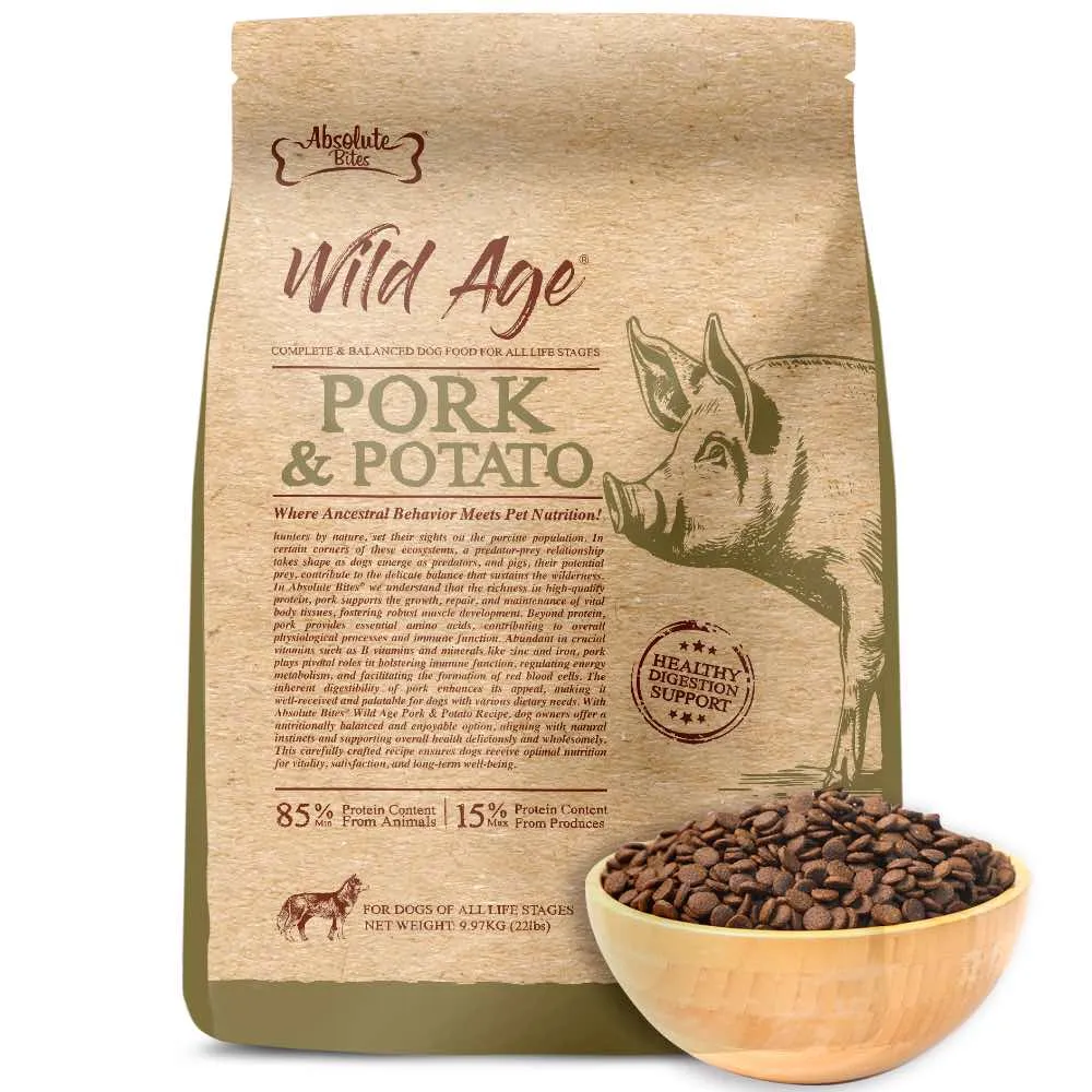 34% OFF FREE Wipes: Absolute Bites Wild Age Pork & Potato Dry Dog Food