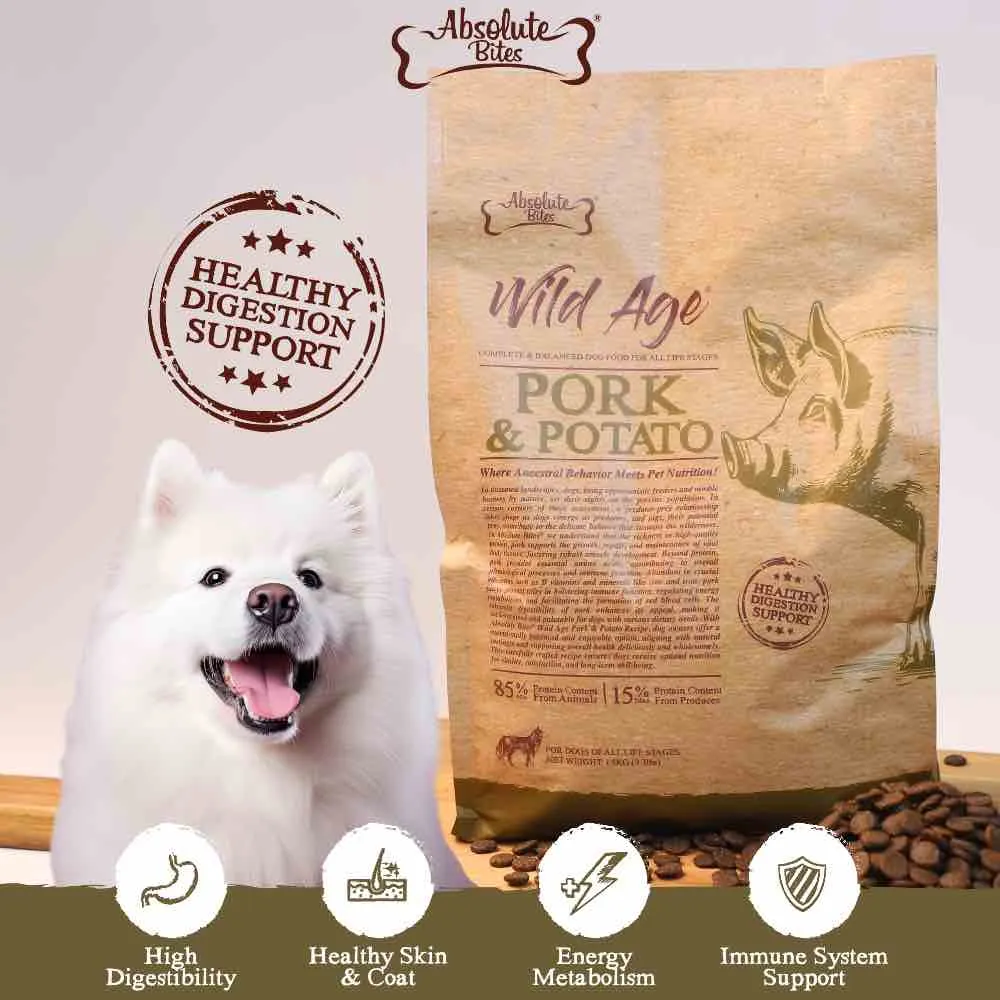 34% OFF FREE Wipes: Absolute Bites Wild Age Pork & Potato Dry Dog Food