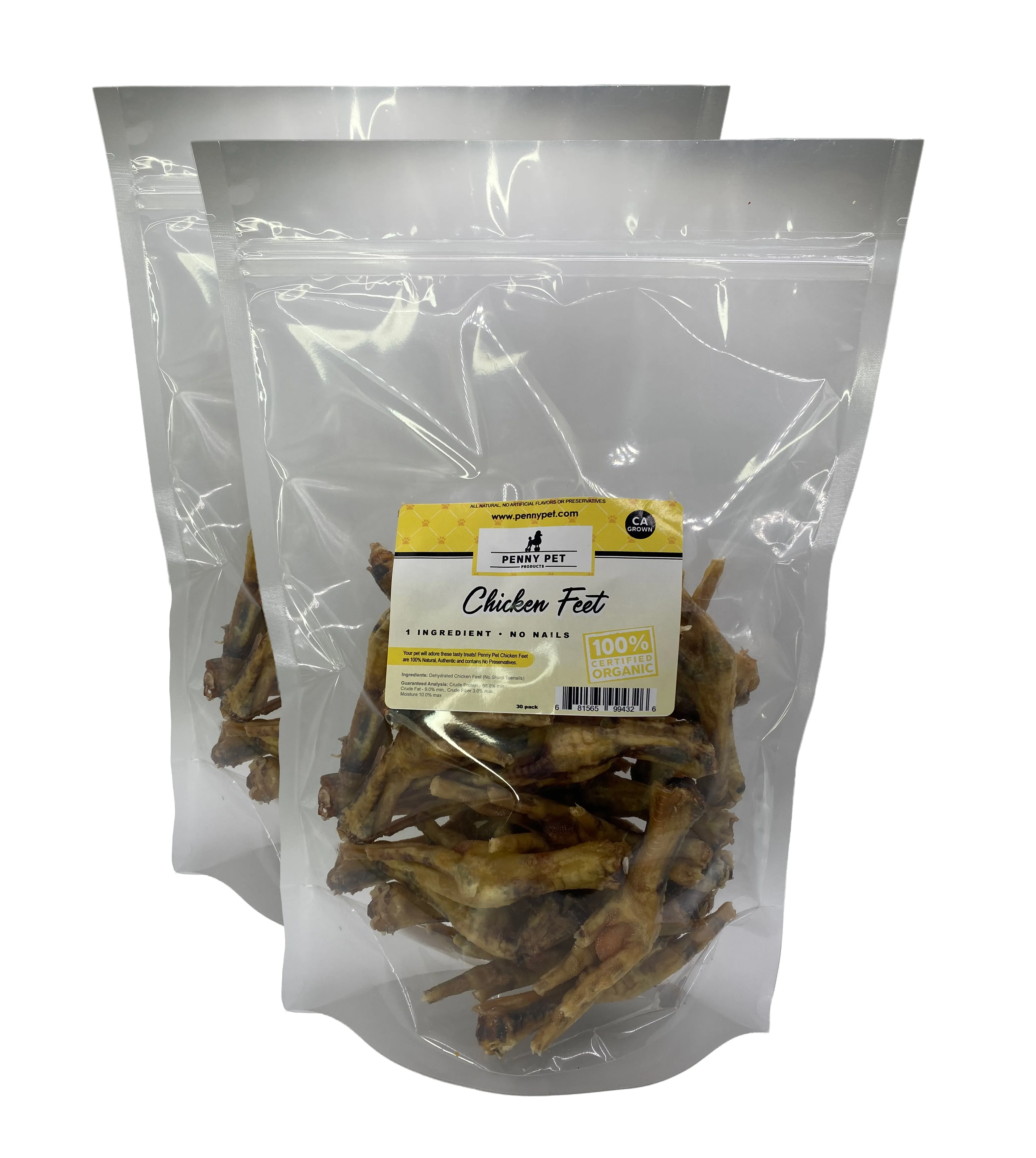 Air-Dried Chicken Feet for Dogs - CRUNCHY Treat for Dogs - 100% California Chicken - Human Grade