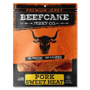 Beefcake Jerky Co Pork Sweet Heat Jerky 2.7oz 9g Protein 100 Calories BC005