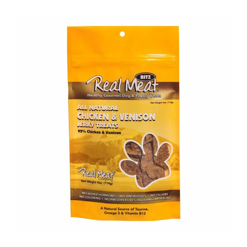 Bitz Real Meat Dog - Chicken & Venison Jerky Treats 4oz