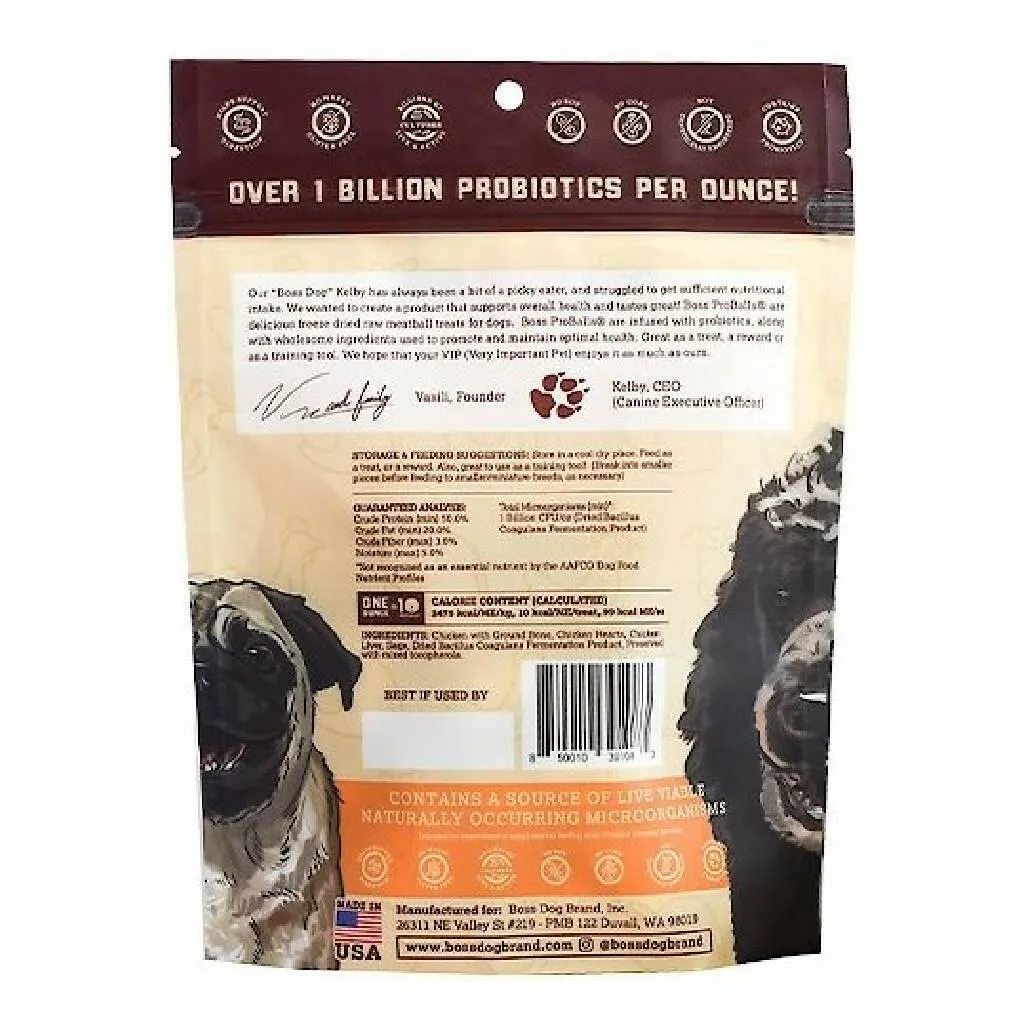 Boss Dog Proballs Freeze Dried Raw Chicken Meatballs with Probiotics Treats for Dogs (3 oz)