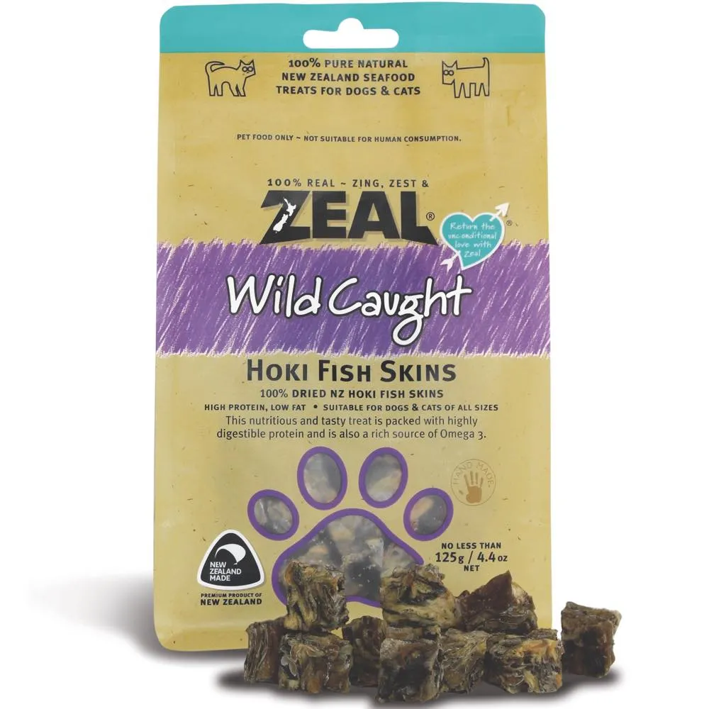 'BUNDLE DEAL': Zeal Free Range Naturals Hoki Fish Skins Cat & Dog Treats 125g