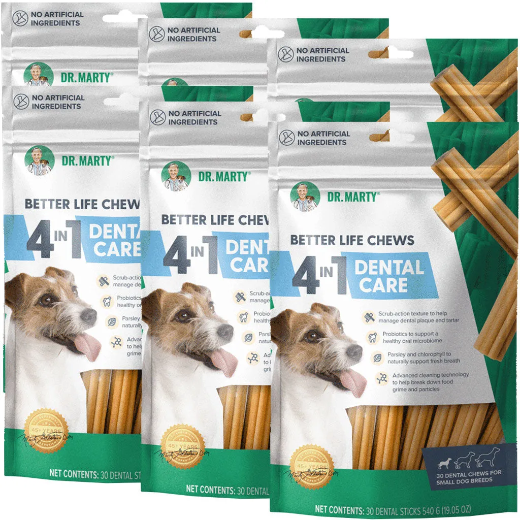 Dr. Marty Better Life Chews 4 in 1 Dental Care for Dogs, Small 5-23 lbs