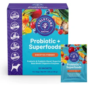 Evolutions by NaturVet Probiotic Superfoods Digestive Powder for Dogs, 30 count