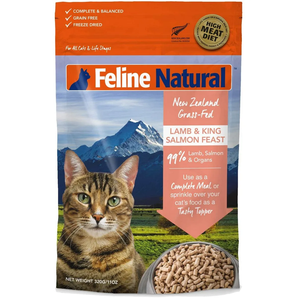 Feline Natural Grain-Free Lamb & King Salmon Freeze-Dried Cat Food 11oz