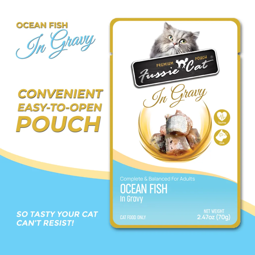 Fussie Cat Ocean Fish In Gravy 2.47-oz Pouch, Wet Cat Food