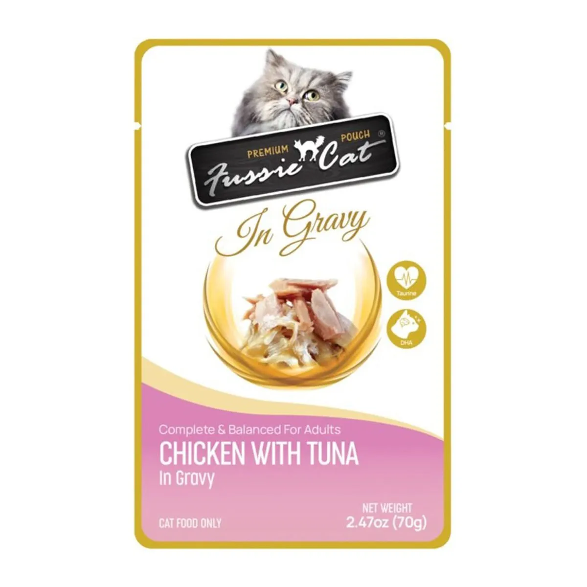 Fussie Cat Tuna with Chicken in Gravy Pouch Wet Cat Food 2.47oz