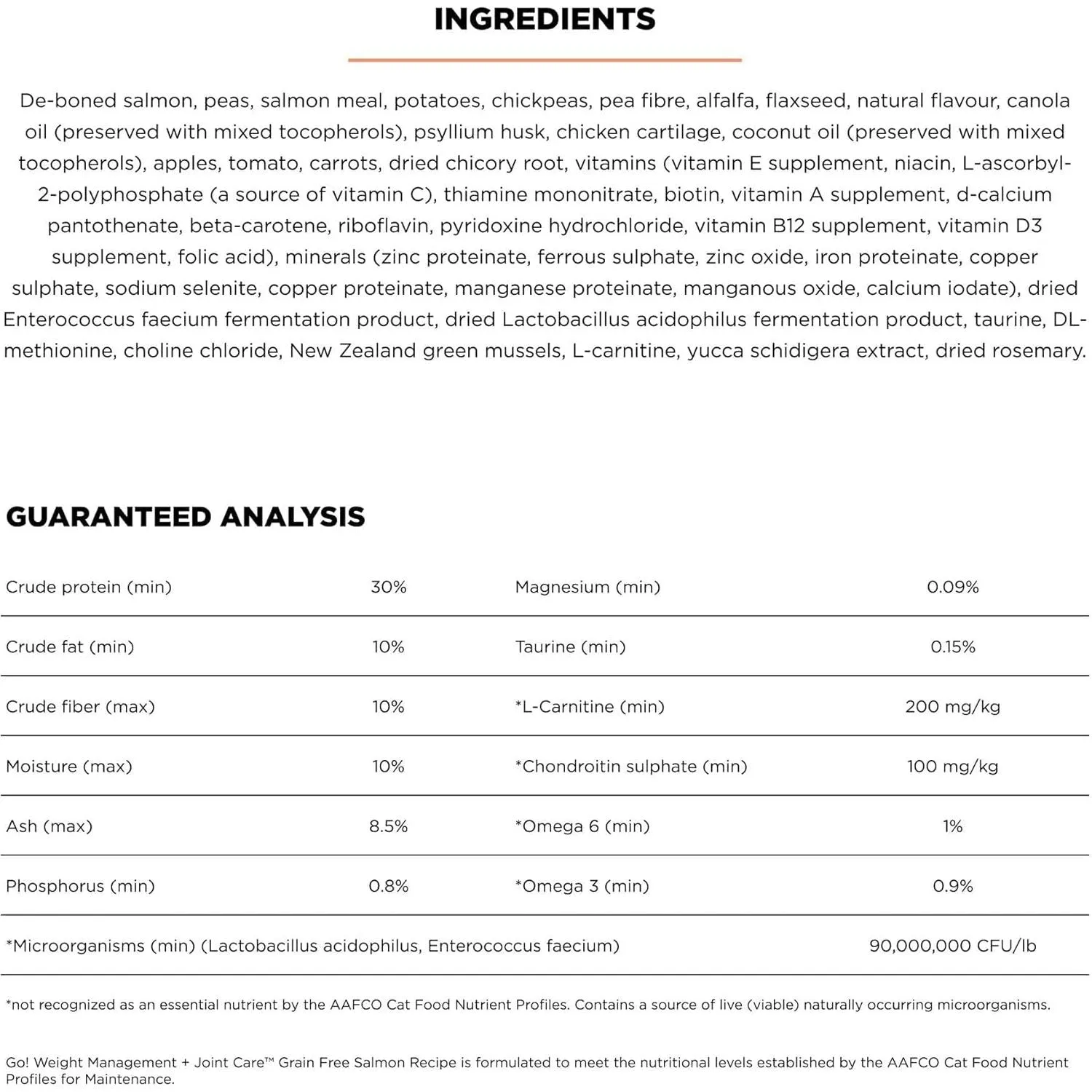 Go! Weight Management   Joint Care Grain-Free Salmon Recipe for cats