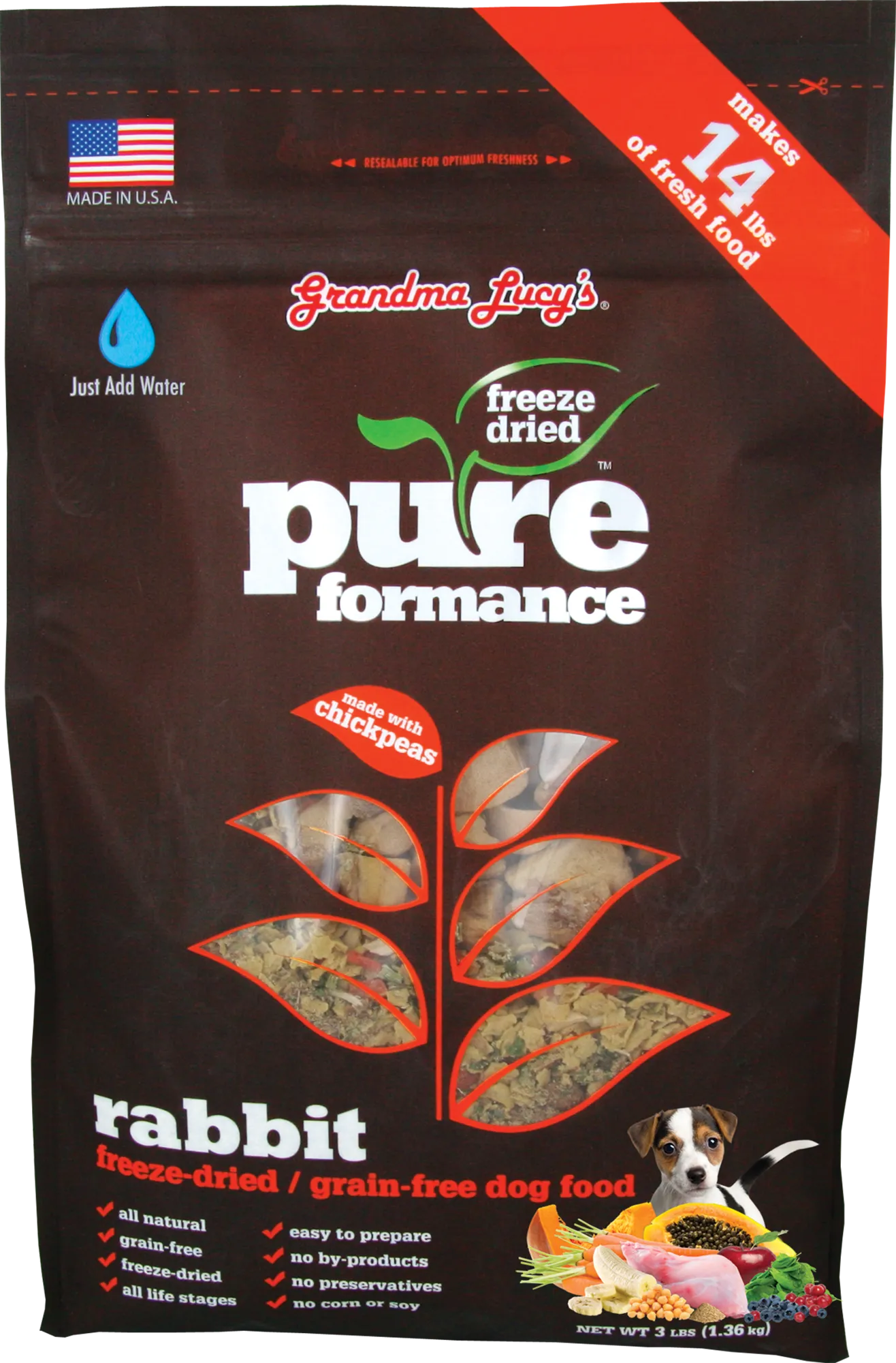 Grandma Lucy’s Pureformance Rabbit Freeze-Dried Dog Food 3lb