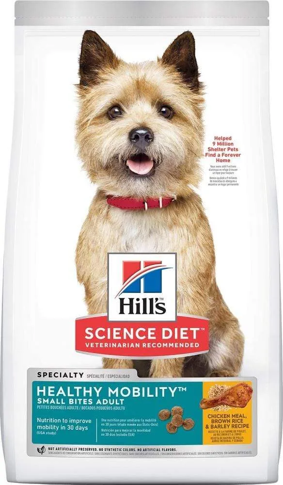 Hill's Science Diet Adult Healthy Mobility Small Bites Chicken Meal, Brown Rice, & Barley Recipe Dry Dog Food