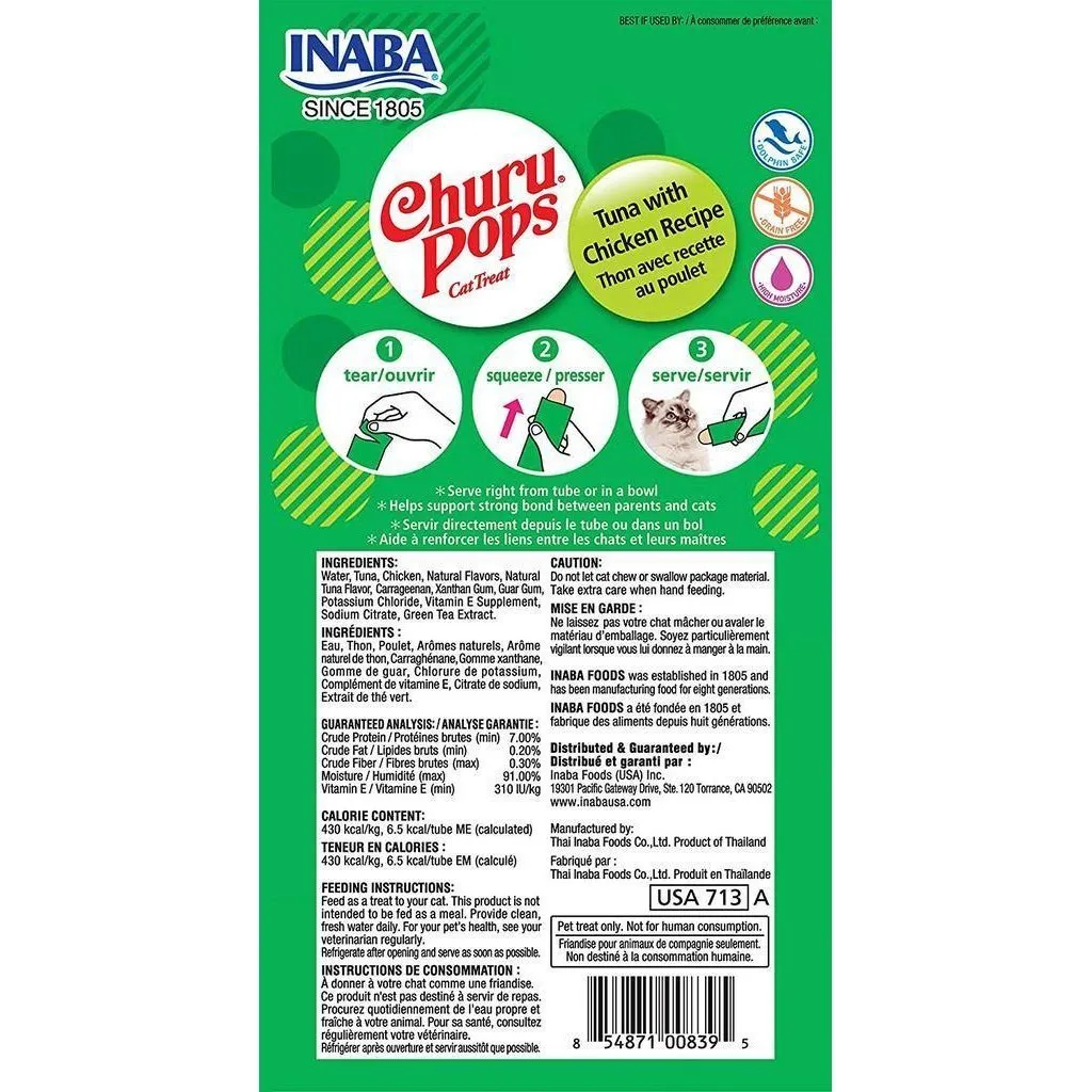 Inaba Churu Pops Tuna with Chicken Cat Treats 60g