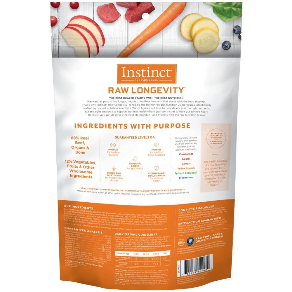 Instinct Raw Longevity Beef Grain-Free Adult Freeze-Dried Raw Dog Food 9.5oz