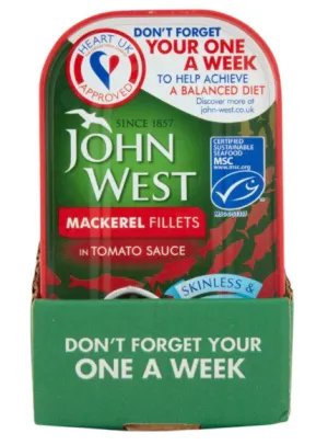 John West Mackerel Fillets in Tomato Sauce, 10 x 125g