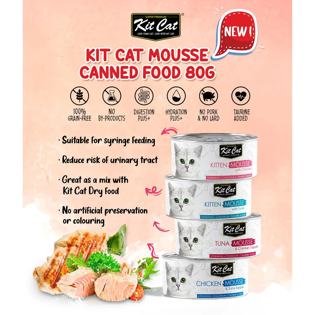 Kit Cat Wet Cat Food Gravy/Deboned Topper/Mousse/Goat Milk 80g Can Adult/Kitten KitCat Grain-Free