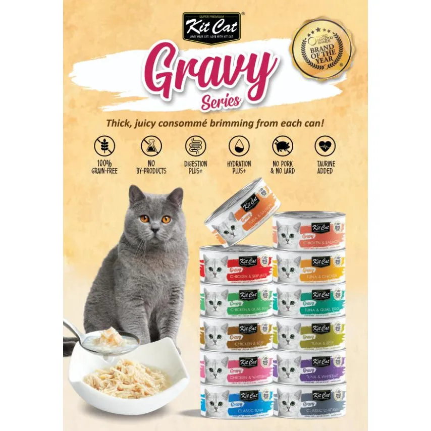 Kit Cat Wet Cat Food Gravy/Deboned Topper/Mousse/Goat Milk 80g Can Adult/Kitten KitCat Grain-Free