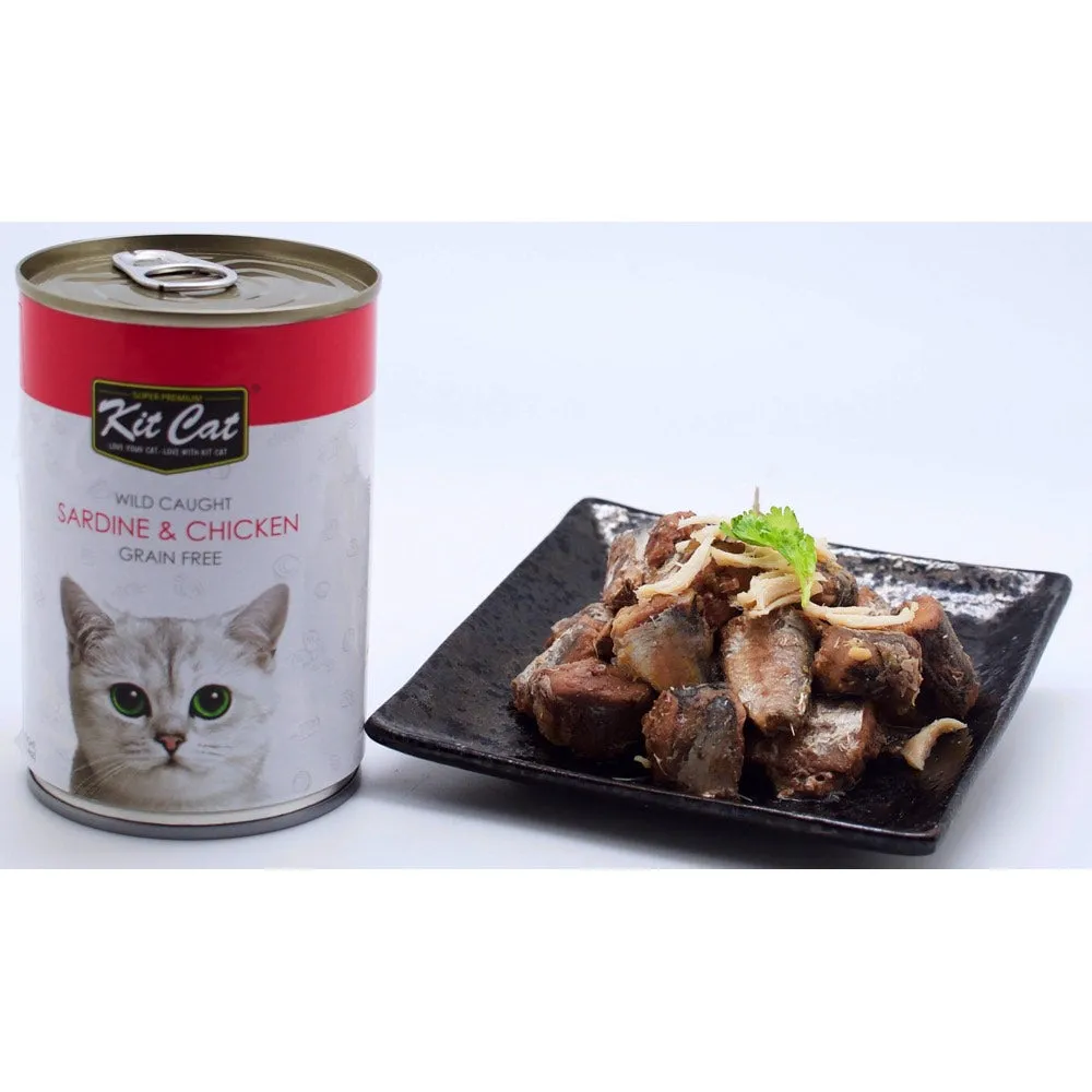 Kit Cat Wild Caught Sardine & Chicken Grain Free Canned Cat Food 400g