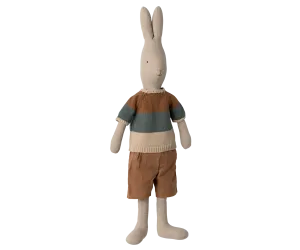 Maileg Rabbit in Knitted Shirt and Shorts - Size 4