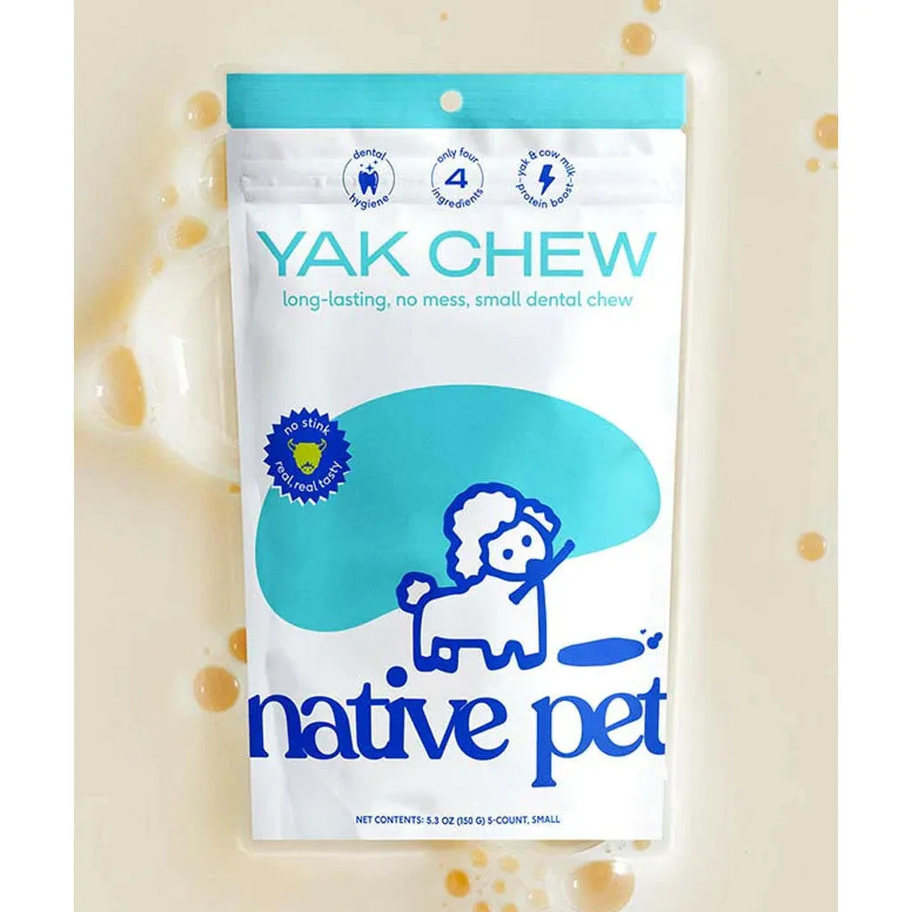 Native Pet Gluten & Lactose-Free Yak Flavored Dental Chews for Dogs