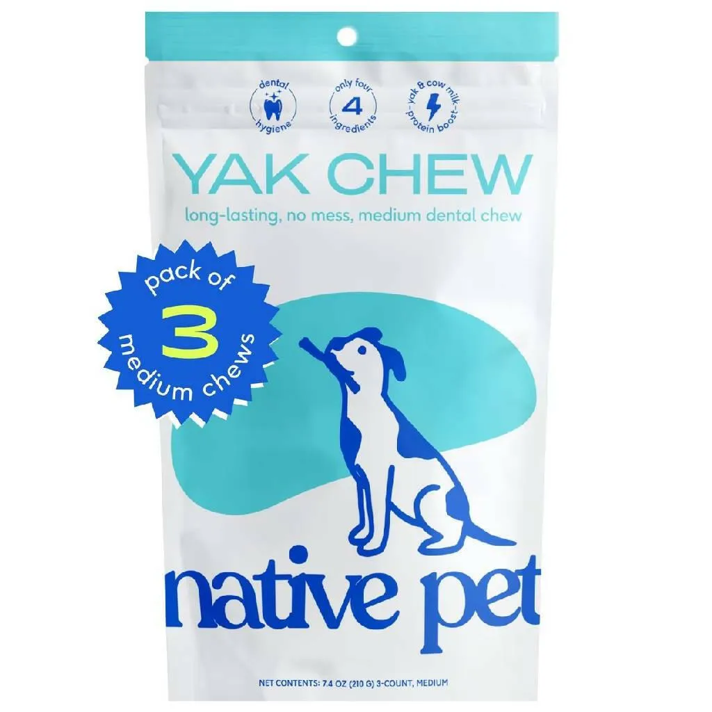 Native Pet Gluten & Lactose-Free Yak Flavored Dental Chews for Dogs