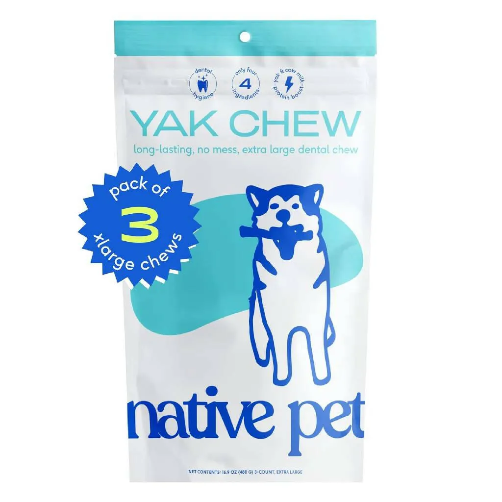 Native Pet Gluten & Lactose-Free Yak Flavored Dental Chews for Dogs