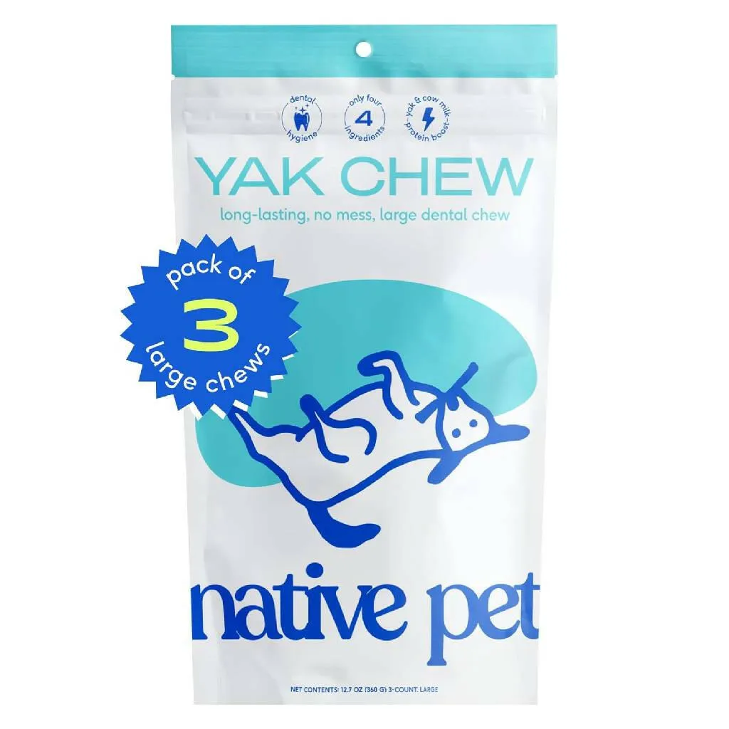 Native Pet Gluten & Lactose-Free Yak Flavored Dental Chews for Dogs