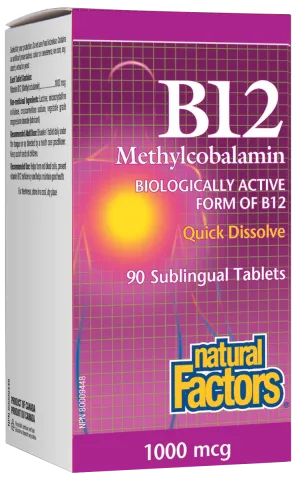 Natural Factors B-12 Methylcobalamin (1000Mcg) (90 Sublingual Tablets)