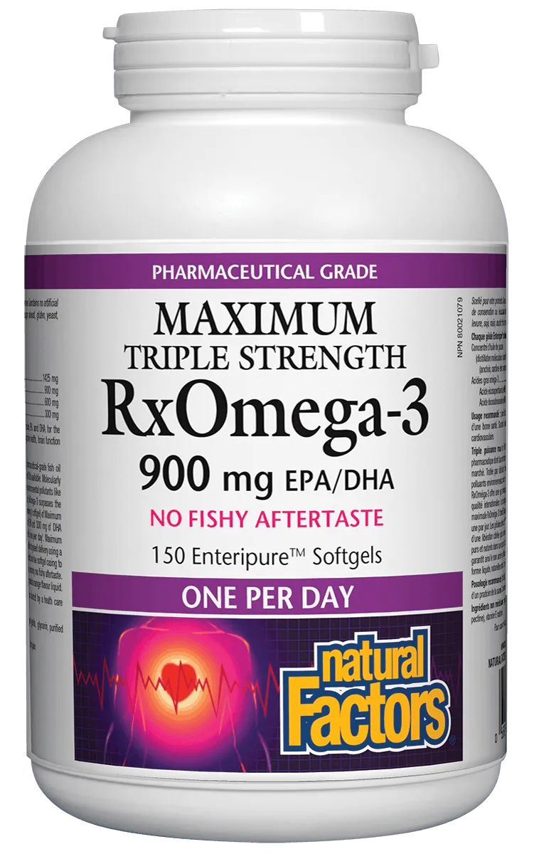 Natural Factors RxOmega-3 Factors, Maximum Triple Strength, 150 softgels