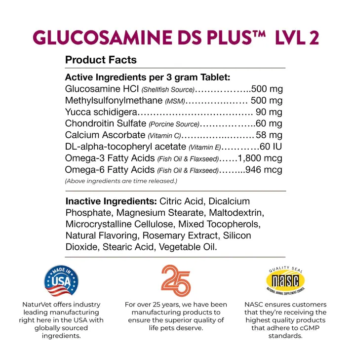 NaturVet Glucosamine DS Plus™ Level 2 - chewable tablets