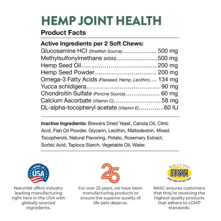 NaturVet Hemp Joint Health Soft Chews