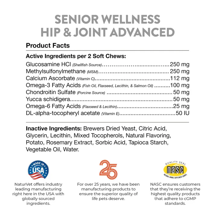 NaturVet Senior Wellness Hip & Joint Advanced Soft Chews