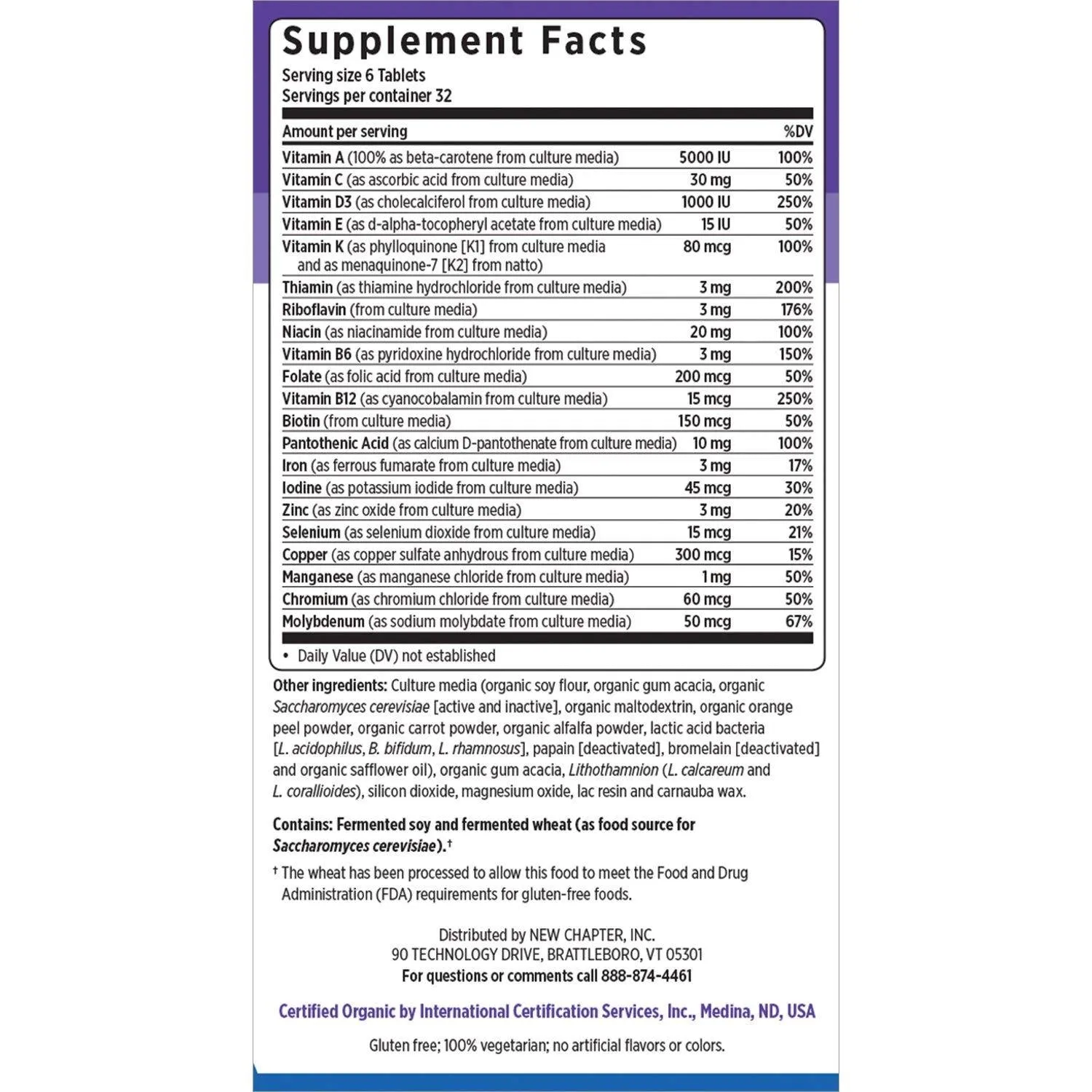 New Chapter Tiny Tabs Multivitamin with Fermented Priobiotics   Whole Foods   Vitamin D3   B Vitamins - 192 Tablets