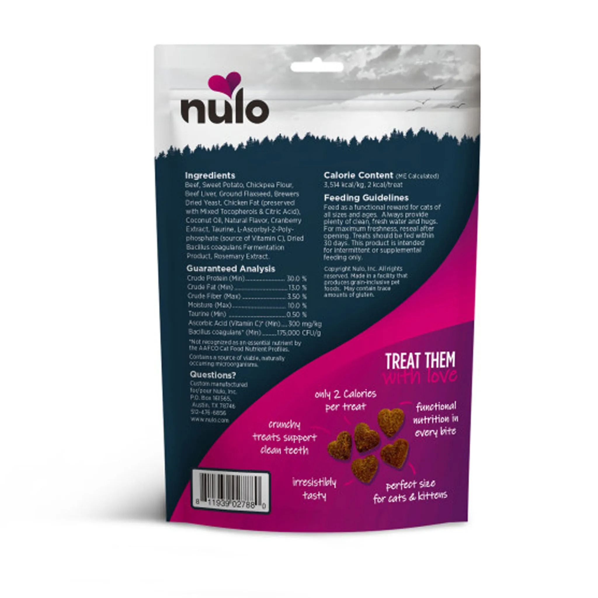 Nulo Functional Treats Healthy Heart Cat Beef 4 oz