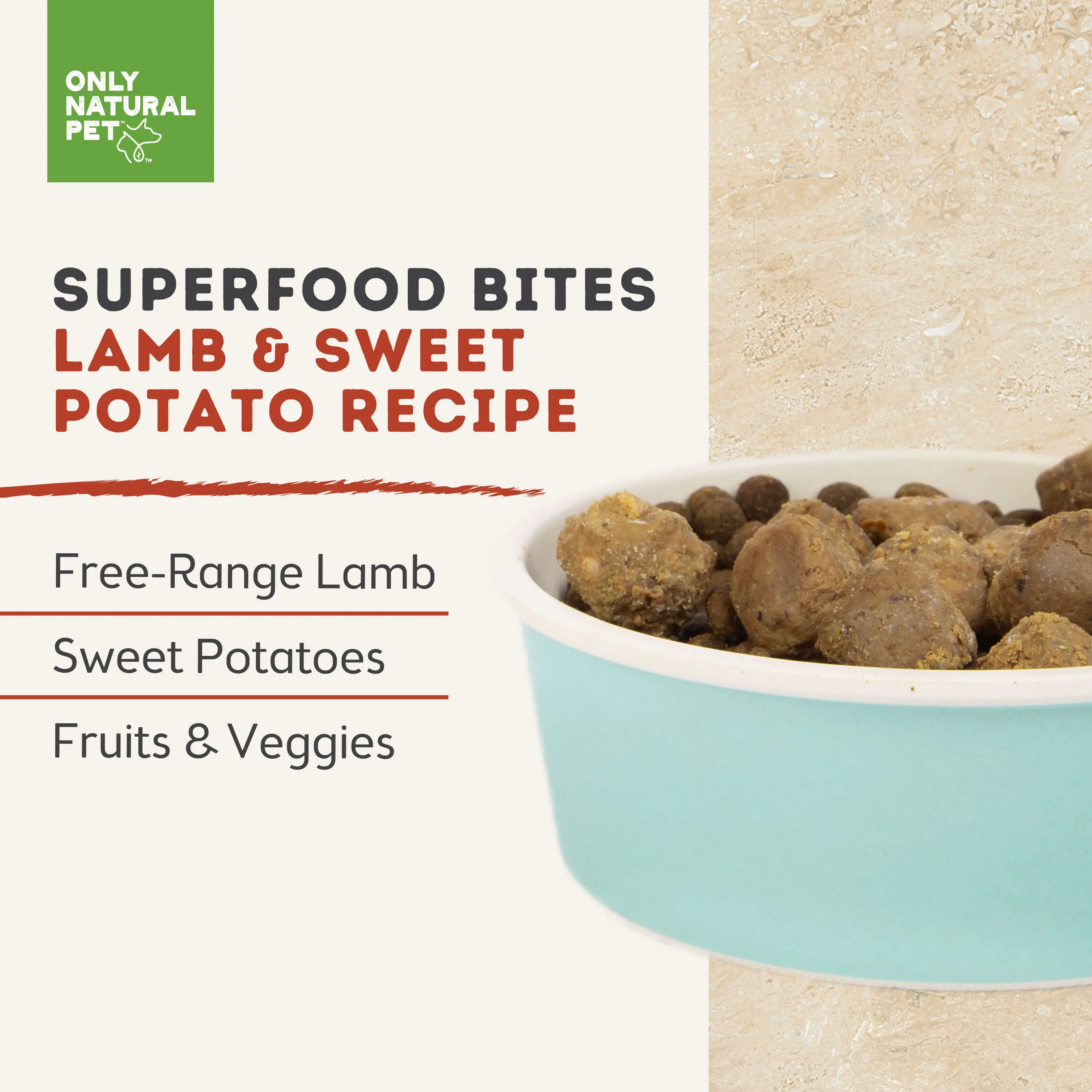 Only Natural Pet Superfood Bites Lamb & Sweet Potato Recipe Dog Food Meal Topper