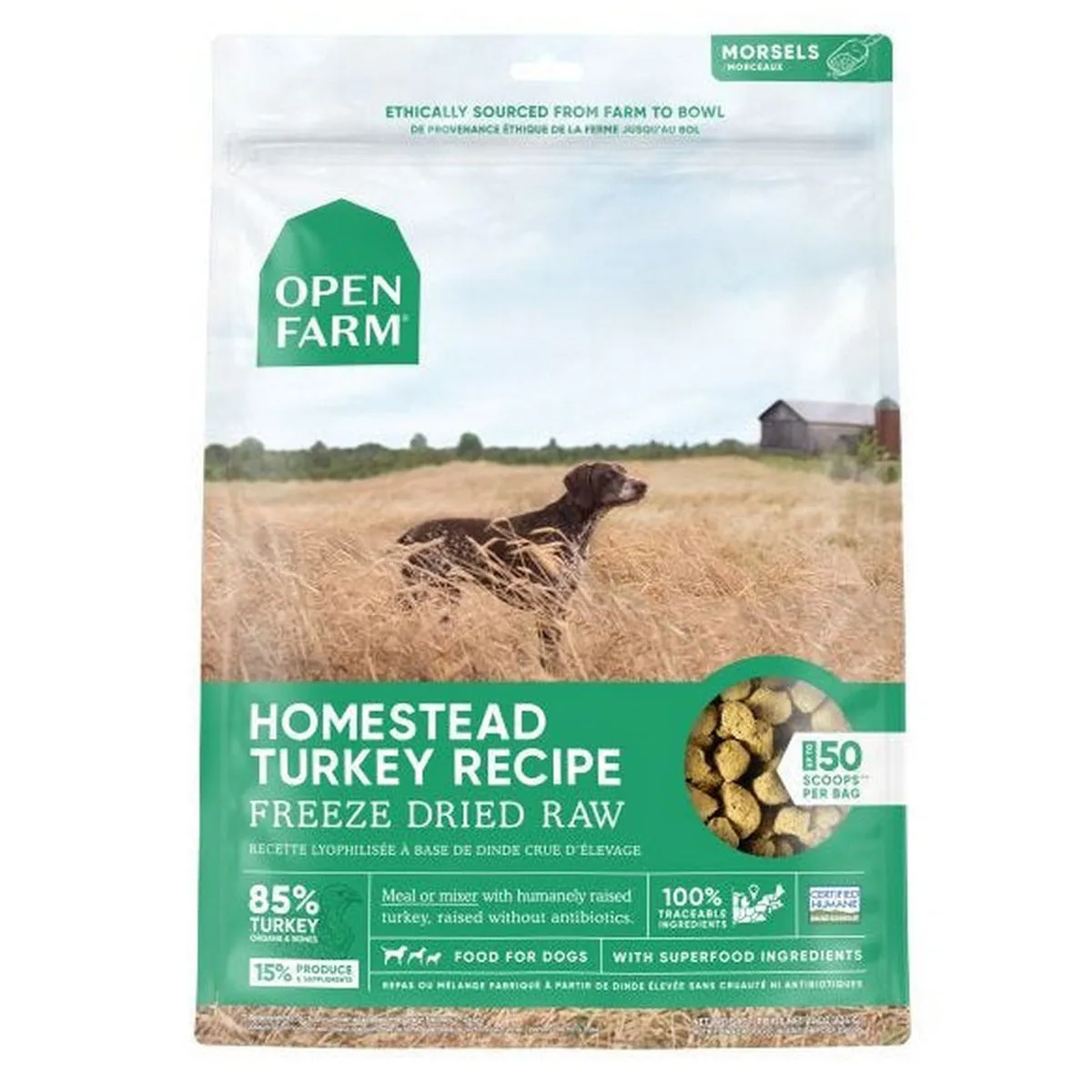 Open Farm Freeze Dried Raw Homestead Turkey Dog Food 22oz