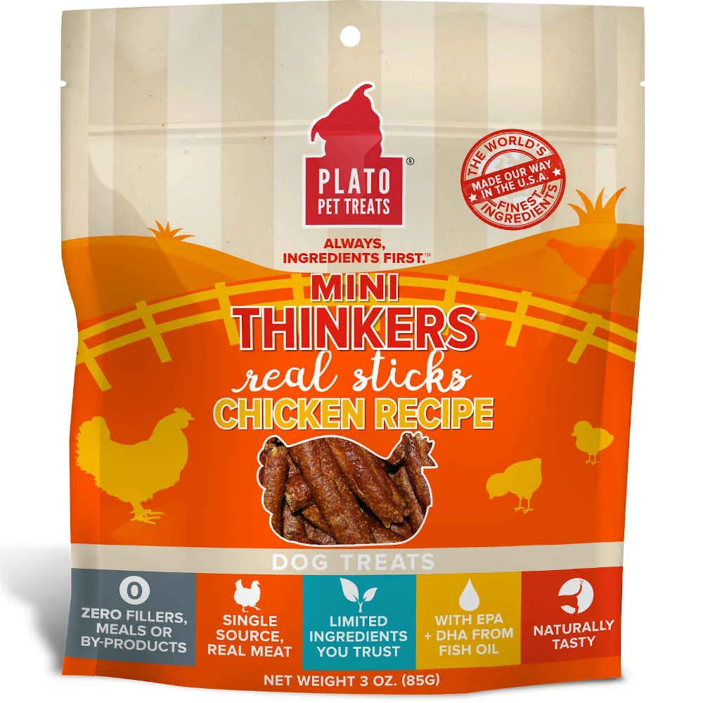 Plato Mini Thinkers Chicken Sticks Dog Treats 3oz