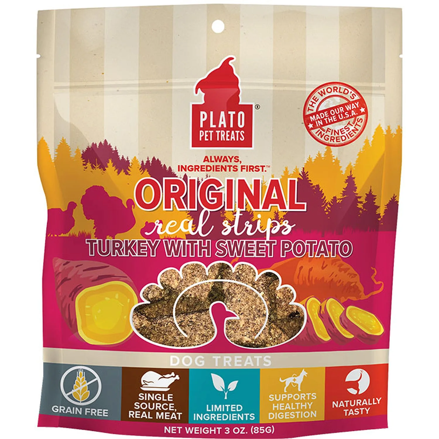 Plato Original Real Strips Turkey with Sweet Potato Dog Treats