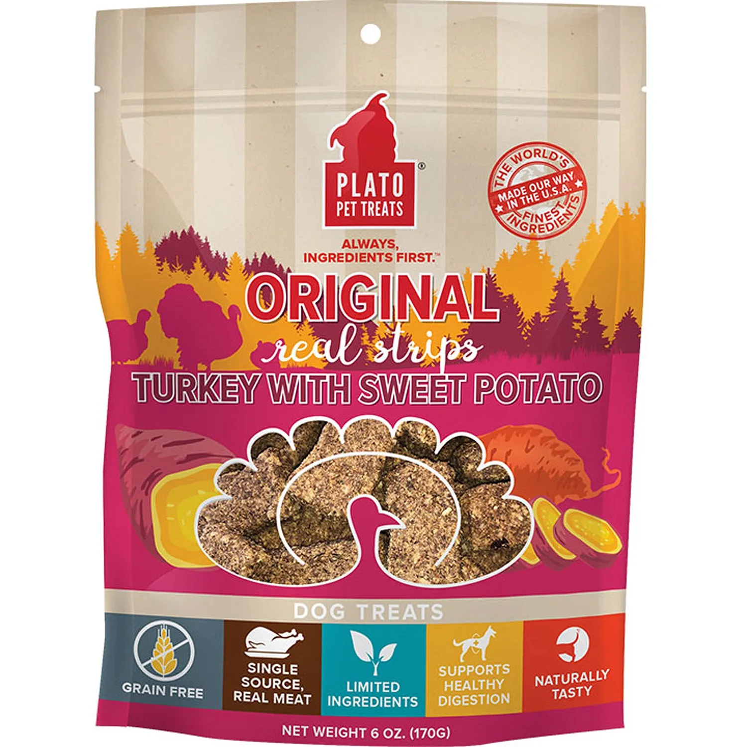 Plato Original Real Strips Turkey with Sweet Potato Dog Treats