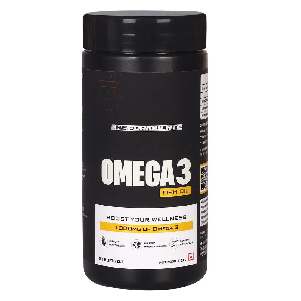 Reformulate I Omega3 Fish Oil I Support Heart Health I Support Immune Strength I Support Bone Health I Nutraceutical I 90 Softgels