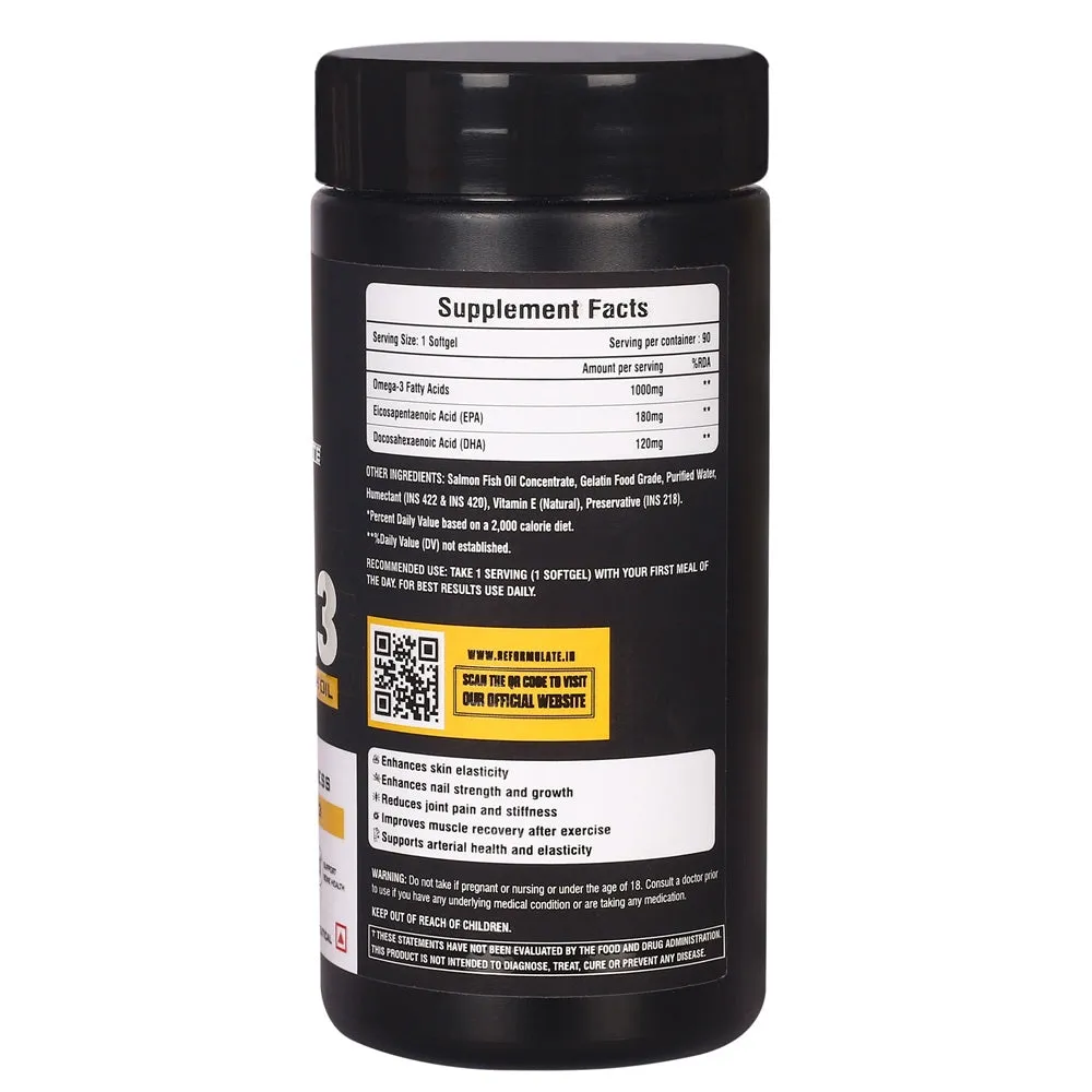 Reformulate I Omega3 Fish Oil I Support Heart Health I Support Immune Strength I Support Bone Health I Nutraceutical I 90 Softgels