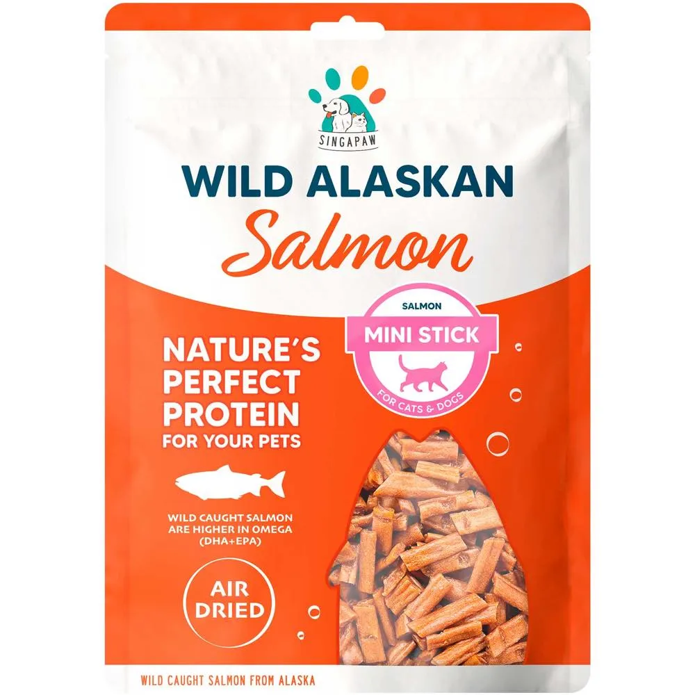 Singapaw Wild Alaskan Salmon Mini Stick Air-Dried Treats For Cats & Dogs 70g