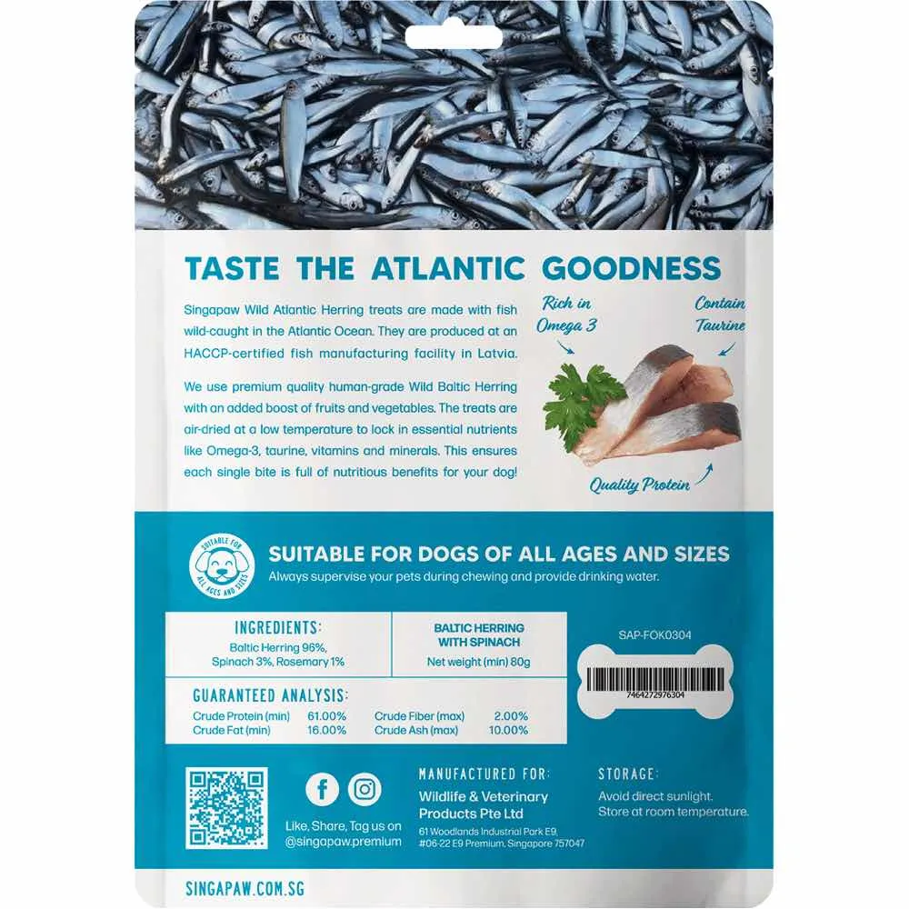 Singapaw Wild Atlantic Herring With Spinach Grain-Free Air-Dried Dog Treats 80g