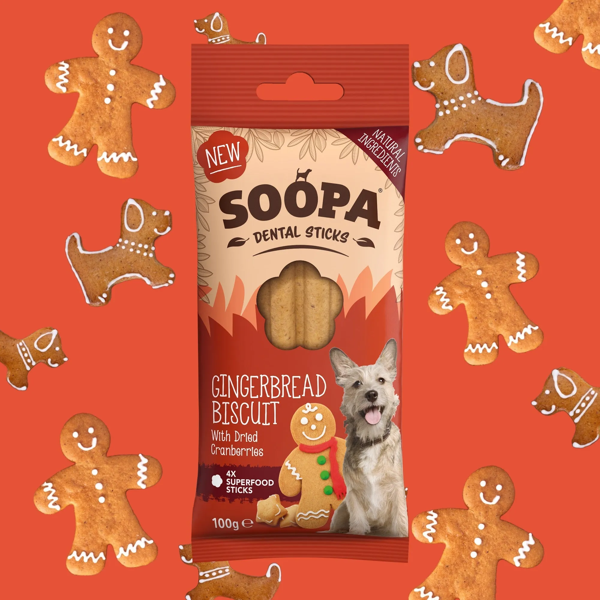 Soopa Gingerbread Dental Sticks Dog Chew