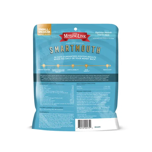 The Missing Link Smartmouth Dental Dog Chews, Small/Medium, 14-count