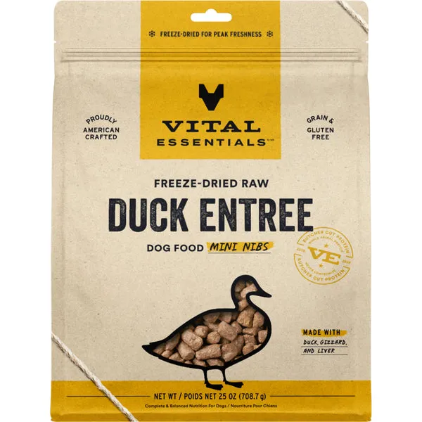 Vital Essentials Freeze Dried Raw Duck Entree Mini Nibs 25OZ