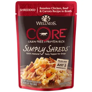 Wellness CORE Simply Shreds Shredded Chicken, Beef and Carrots Wet Dog Food 79g