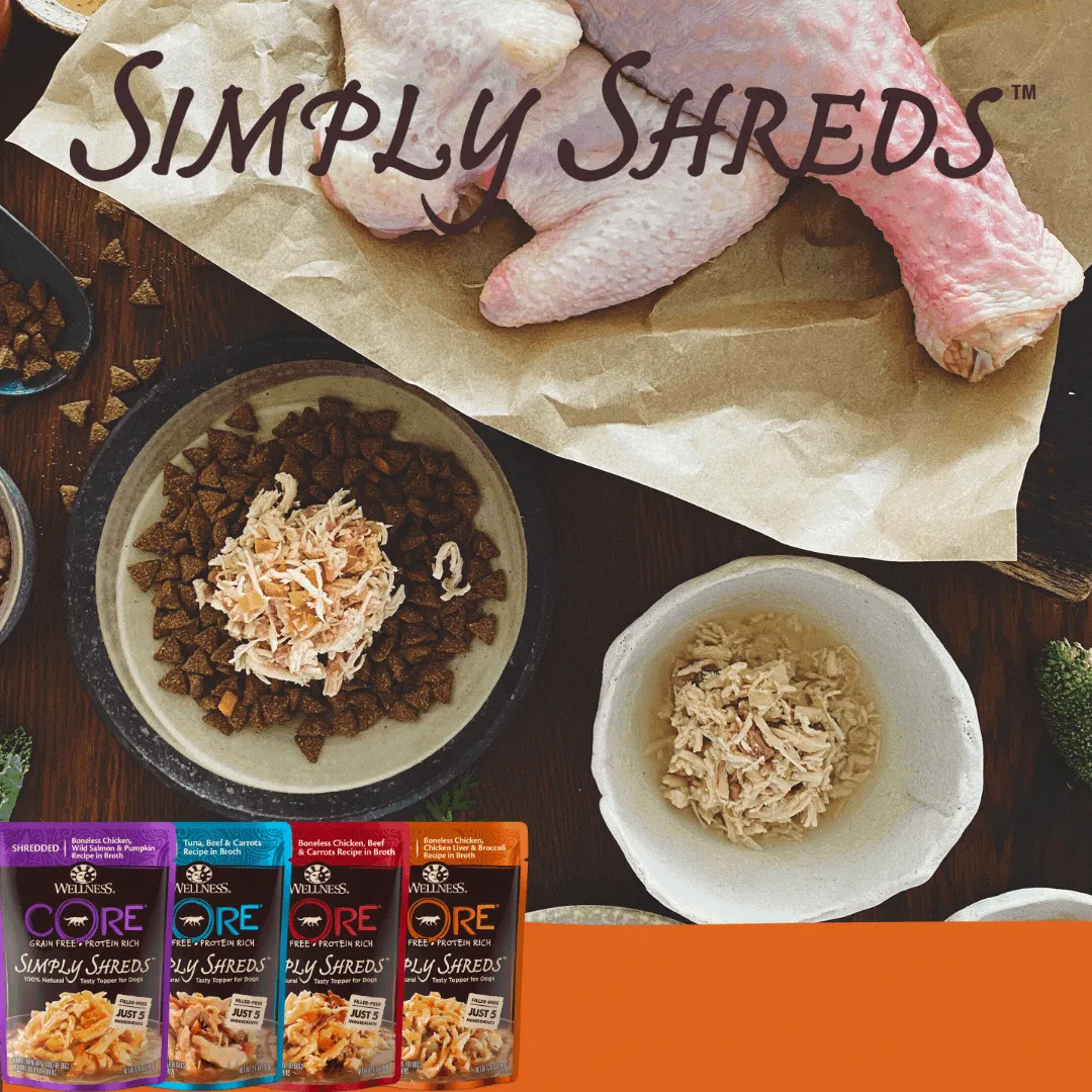 Wellness CORE Simply Shreds Shredded Chicken, Beef and Carrots Wet Dog Food 79g